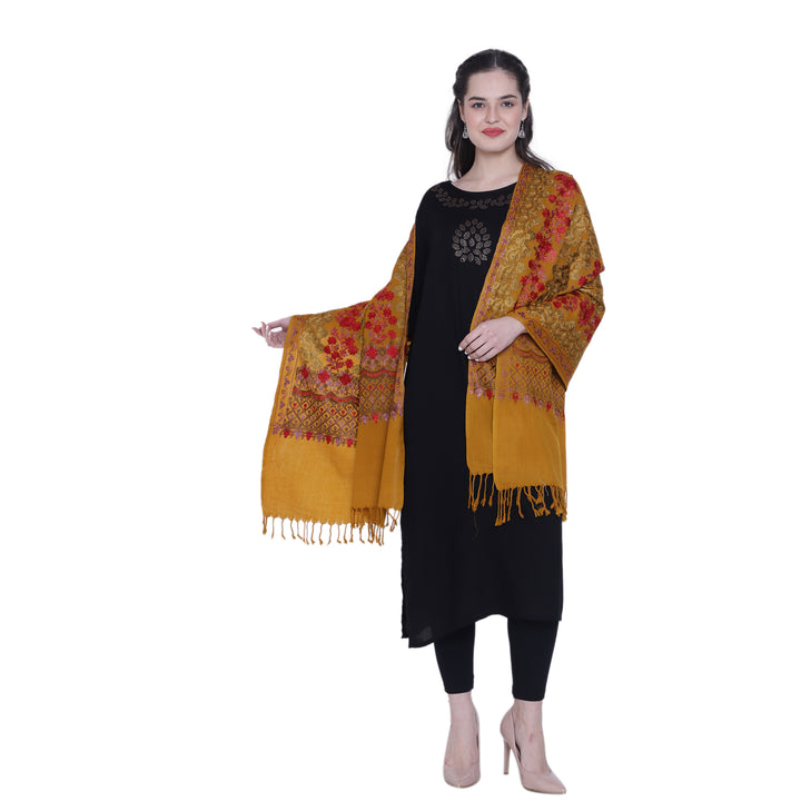 Women's Aari Embroidered Pure Wool Stole