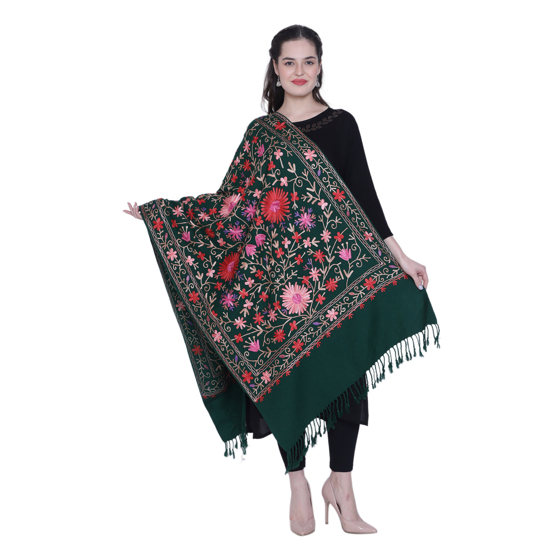 Women's Aari Embroidered Wool Stole