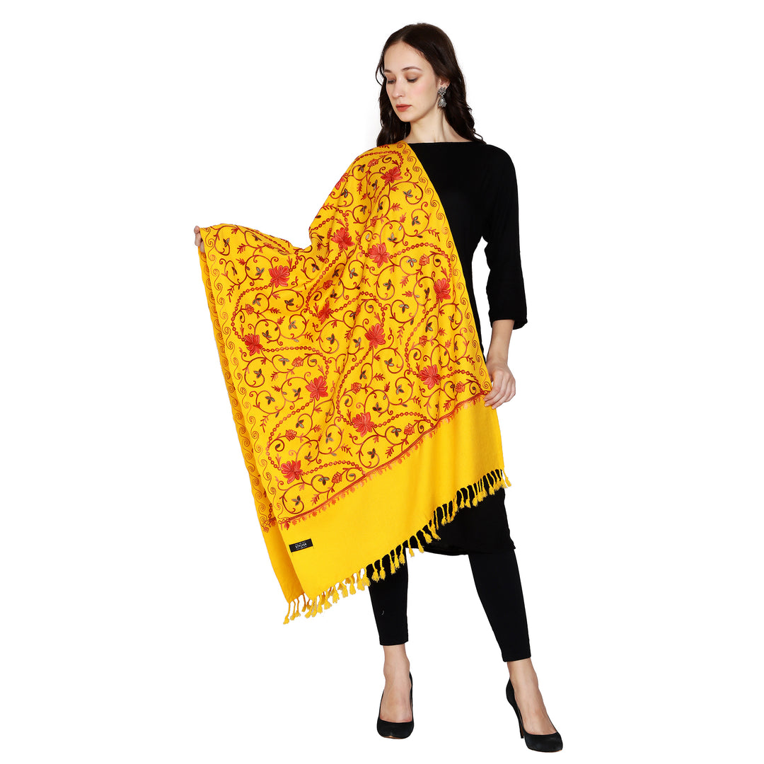 Women's Aari Embroidered Wool Stole