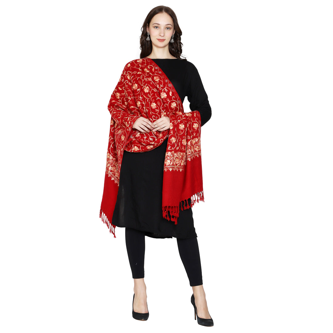 Women's Aari Embroidered Wool Stole