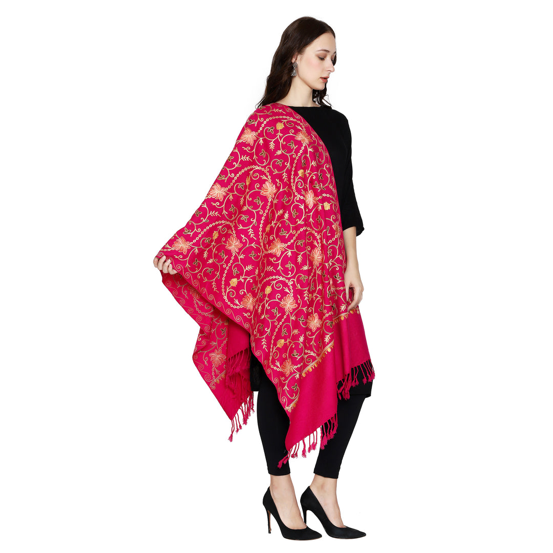 Women's Aari Embroidered Wool Stole