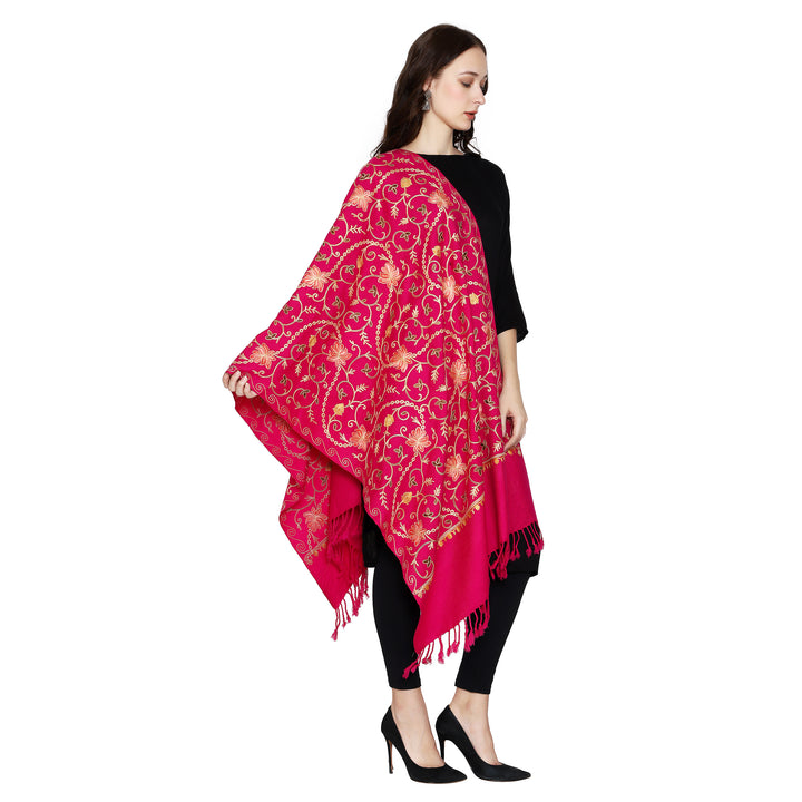 Women's Aari Embroidered Wool Stole
