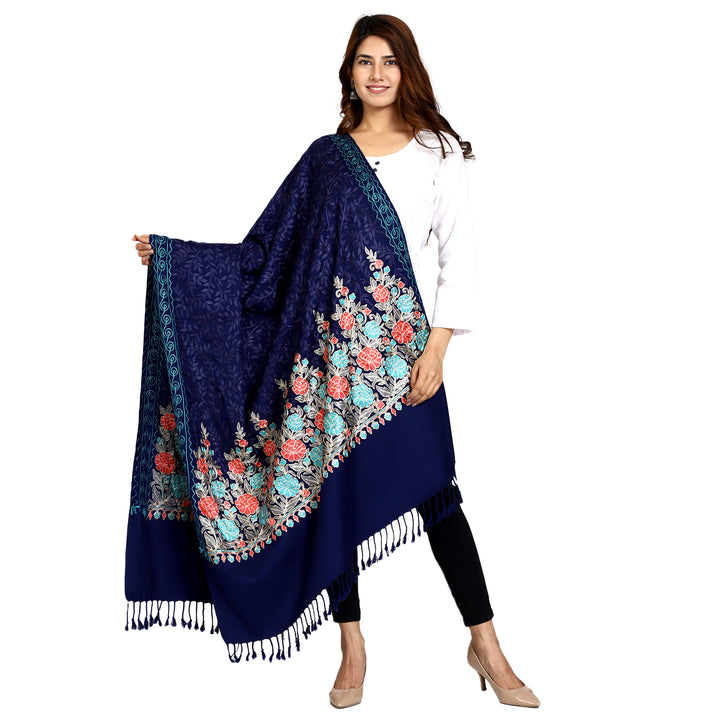 Women's Aari Embroidered Wool Shawl