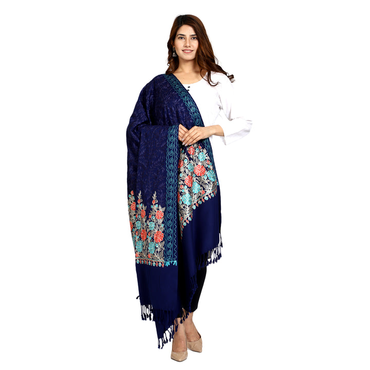 Women's Aari Embroidered Wool Shawl