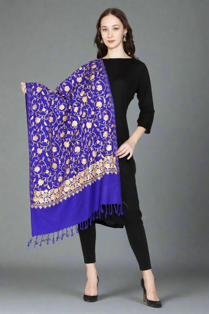Women's Aari Embroidered Wool Stole