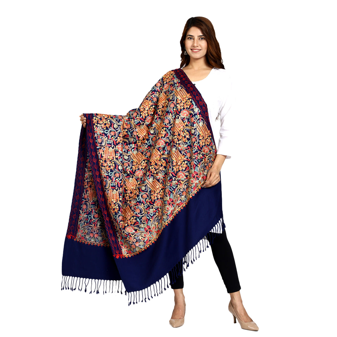 Women's Aari Embroidered Wool Shawl