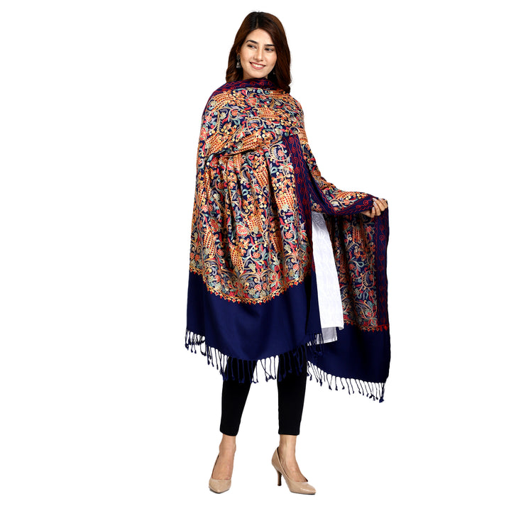 Women's Aari Embroidered Wool Shawl