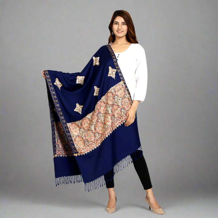 Women's Aari Embroidered Wool Stole