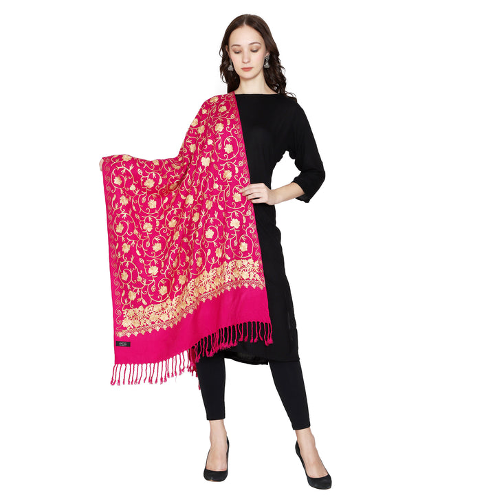 Women's Aari Embroidered Wool Stole