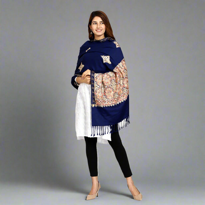 Women's Aari Embroidered Wool Stole
