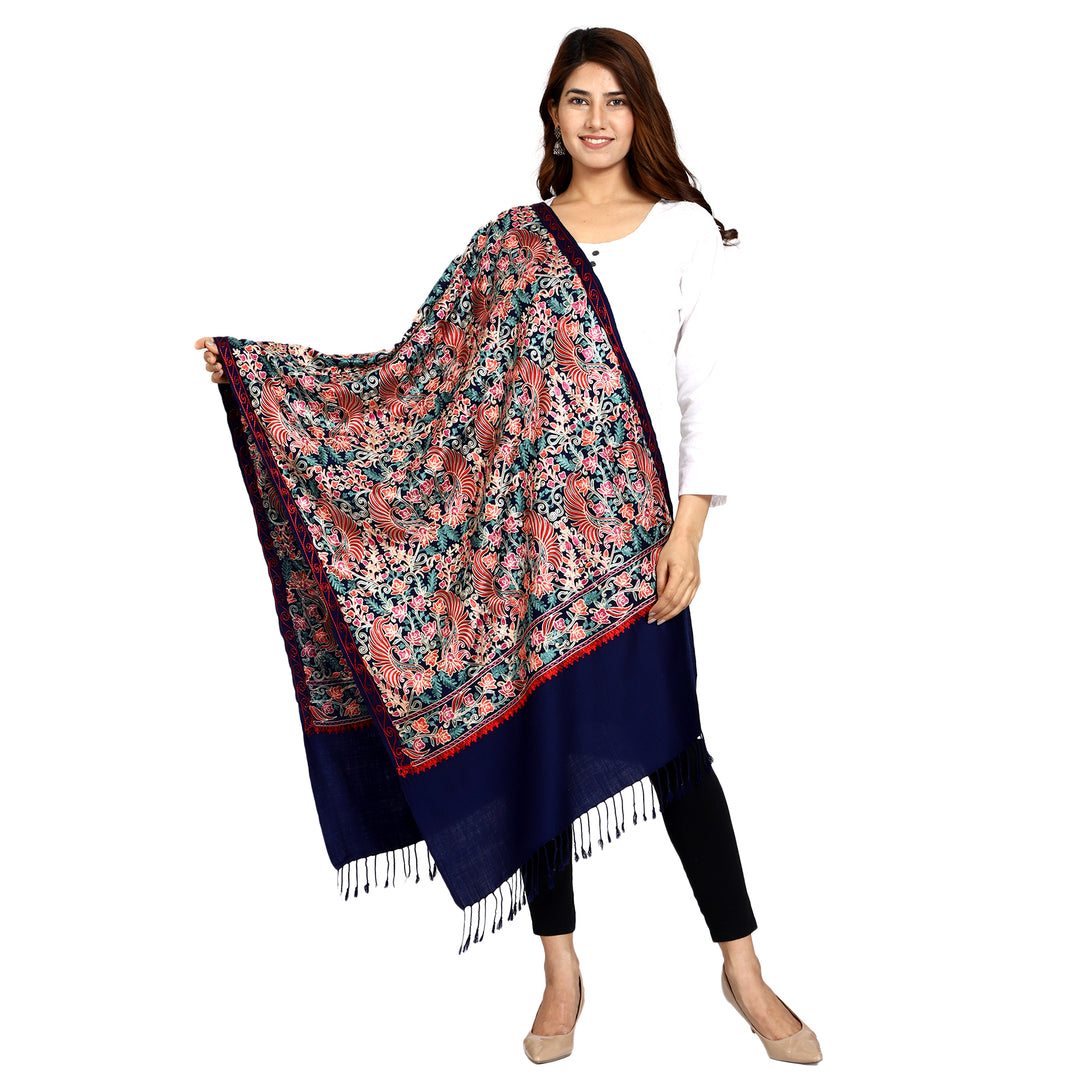 Women's Aari Embroidered Wool Stole