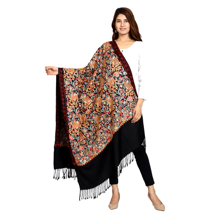 Women's Aari Embroidered Wool Shawl