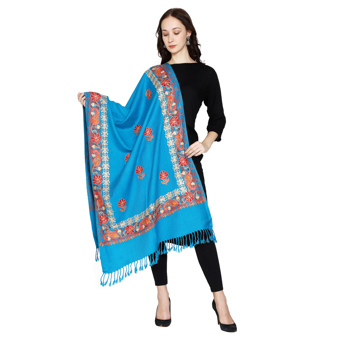 Women's Aari Embroidered Wool Stole