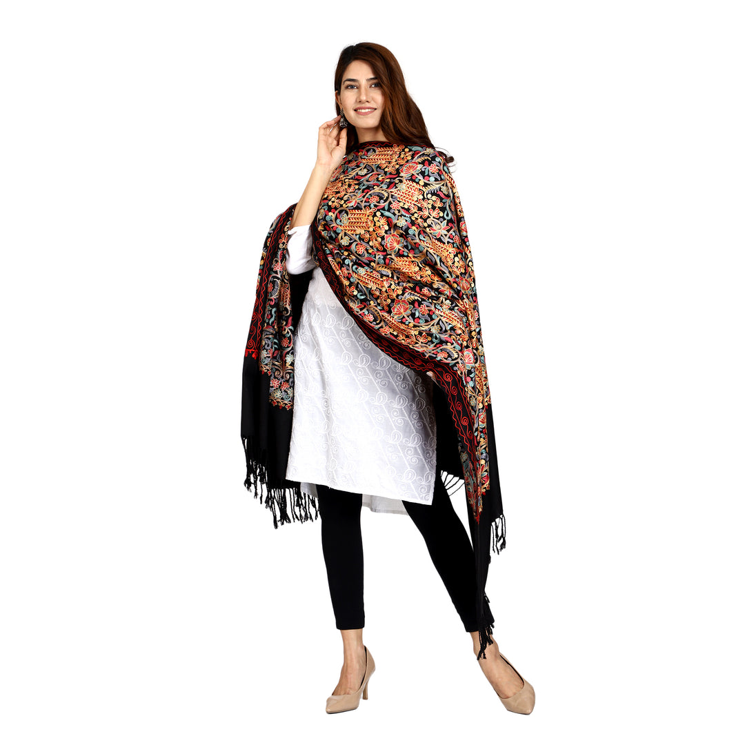 Women's Aari Embroidered Wool Shawl