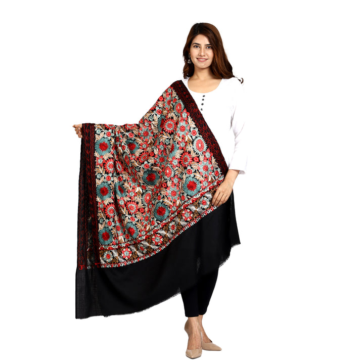 Women's Aari Embroidery Wool Shawl