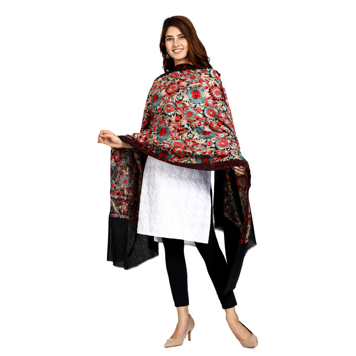 Women's Aari Embroidery Wool Shawl