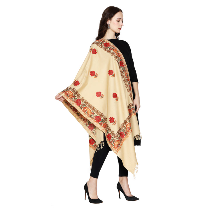 Women's Aari Embroidered Wool Stole