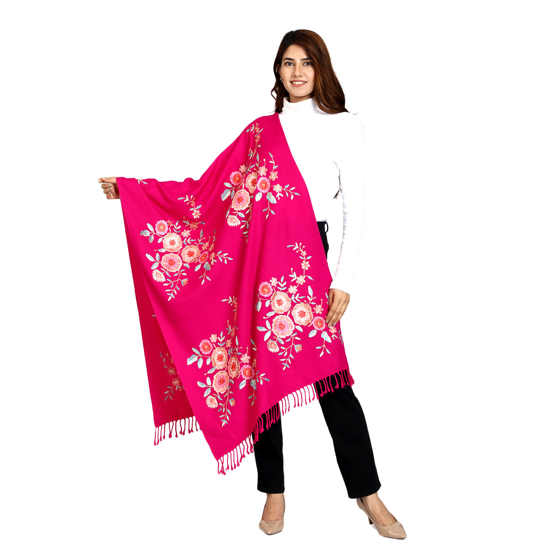 Women's Aari Embroidered Wool Stole