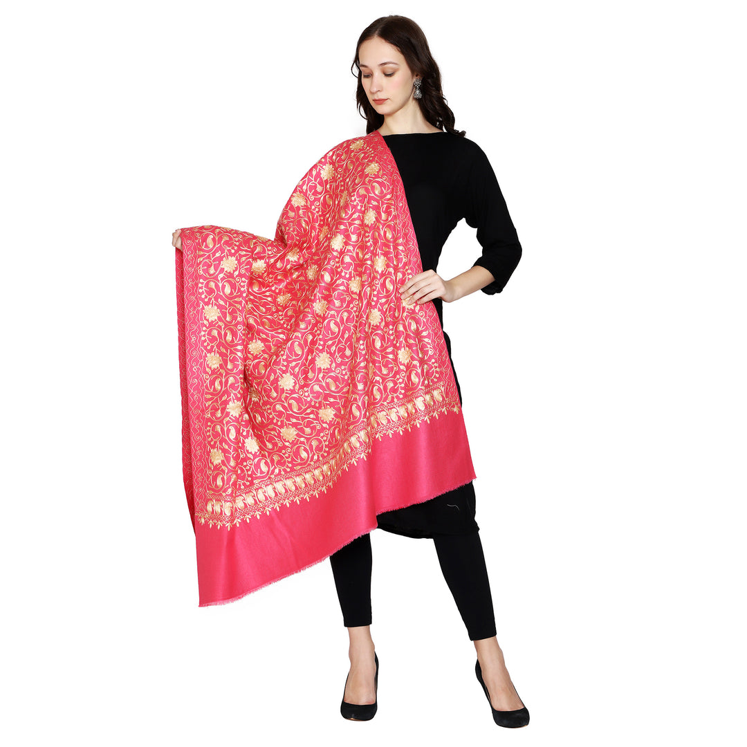 Women's Aari Embroidered Wool Shawl