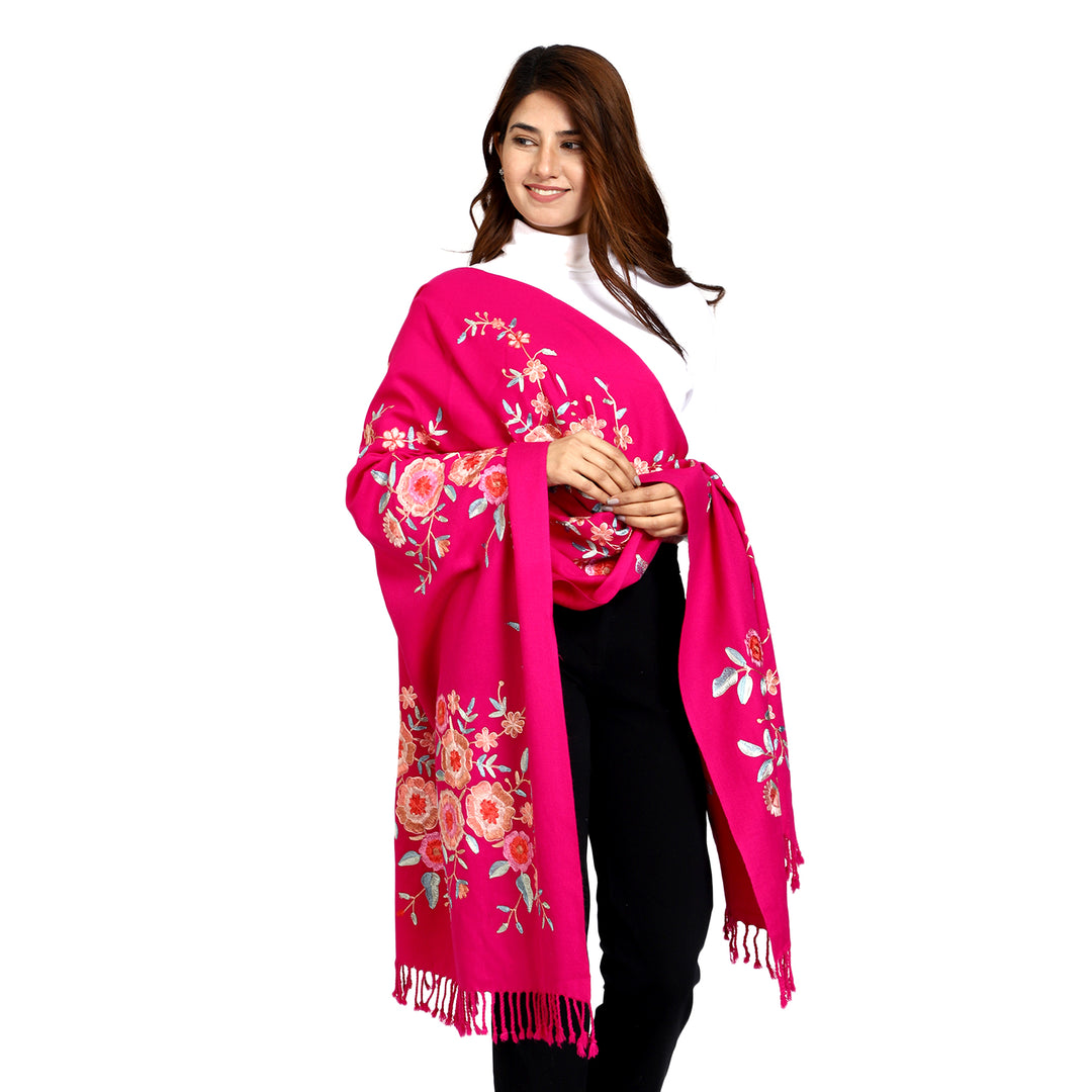 Women's Aari Embroidered Wool Stole