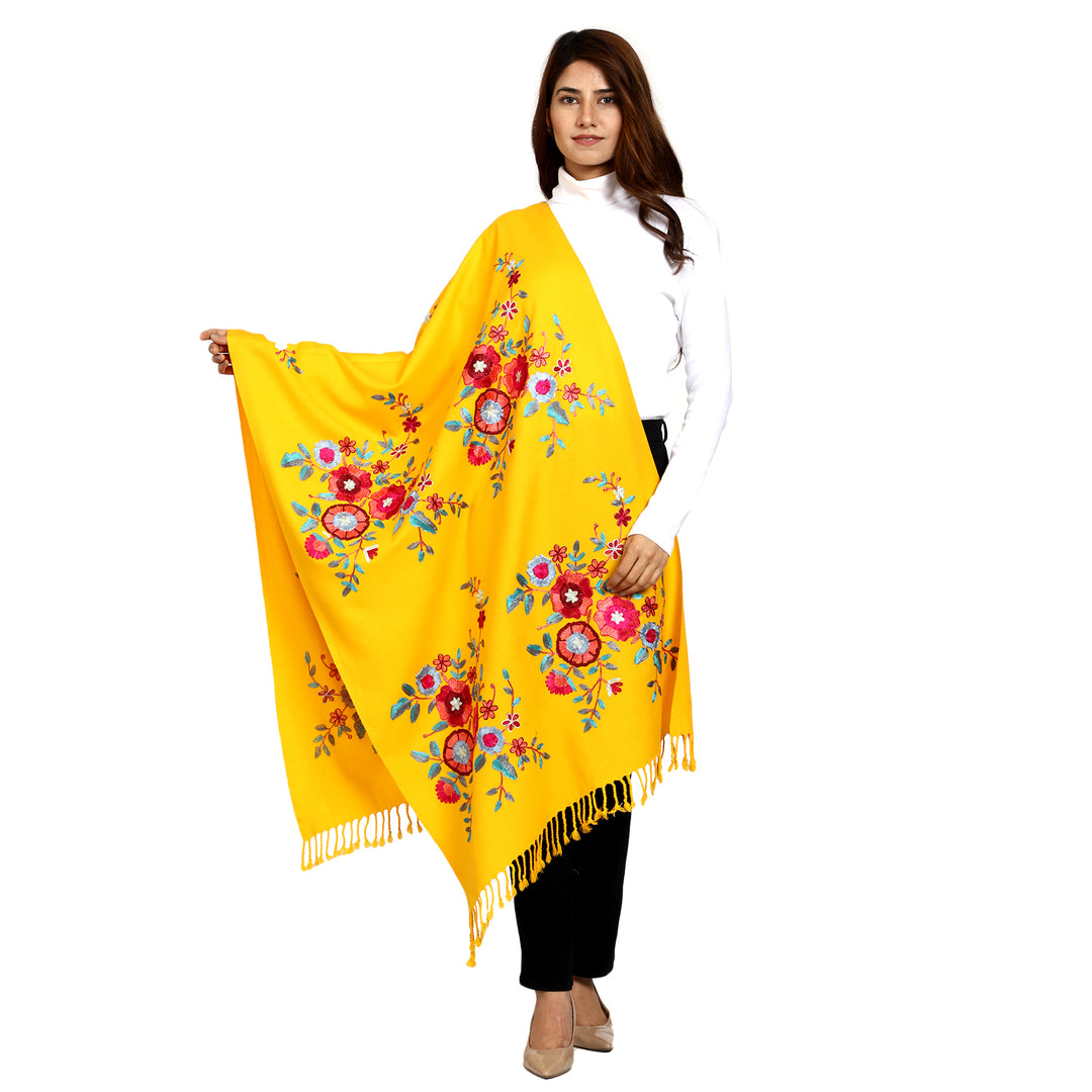 Women's Aari Embroidered Wool Stole