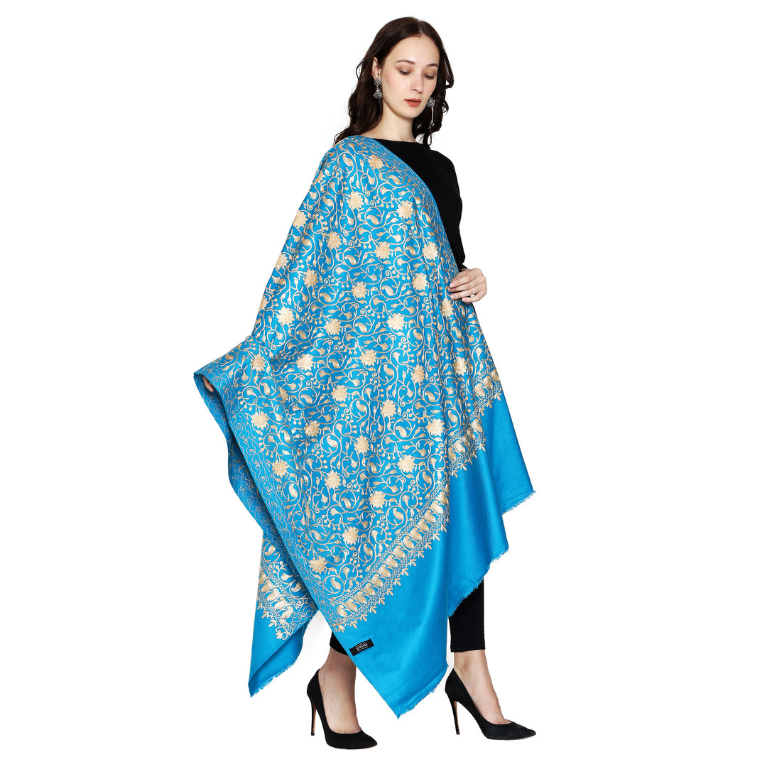 Women's Aari Embroidered Wool Shawl