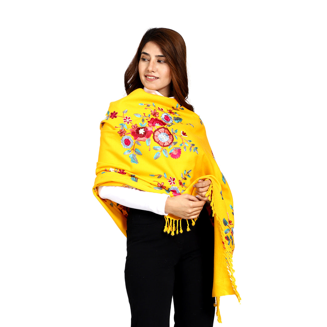 Women's Aari Embroidered Wool Stole