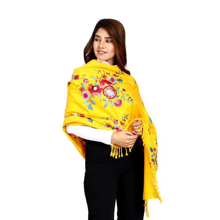 Women's Aari Embroidered Wool Stole