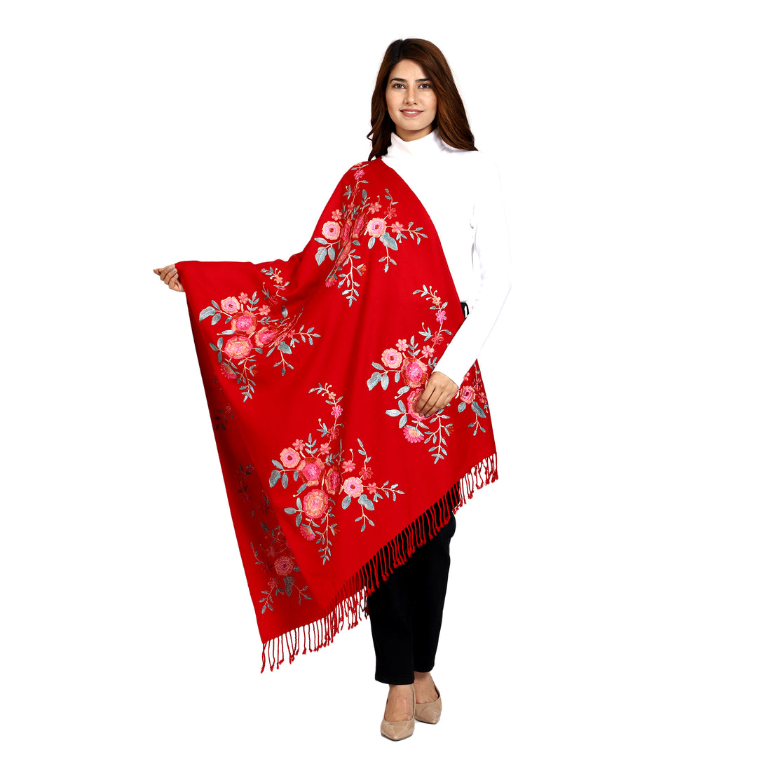 Women's Aari Embroidered Wool Stole
