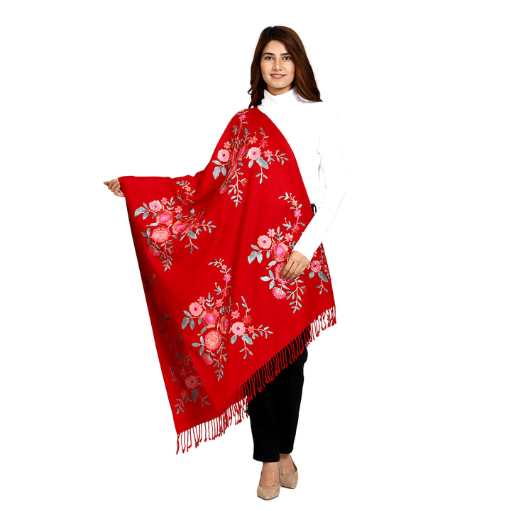 Women's Aari Embroidered Wool Stole