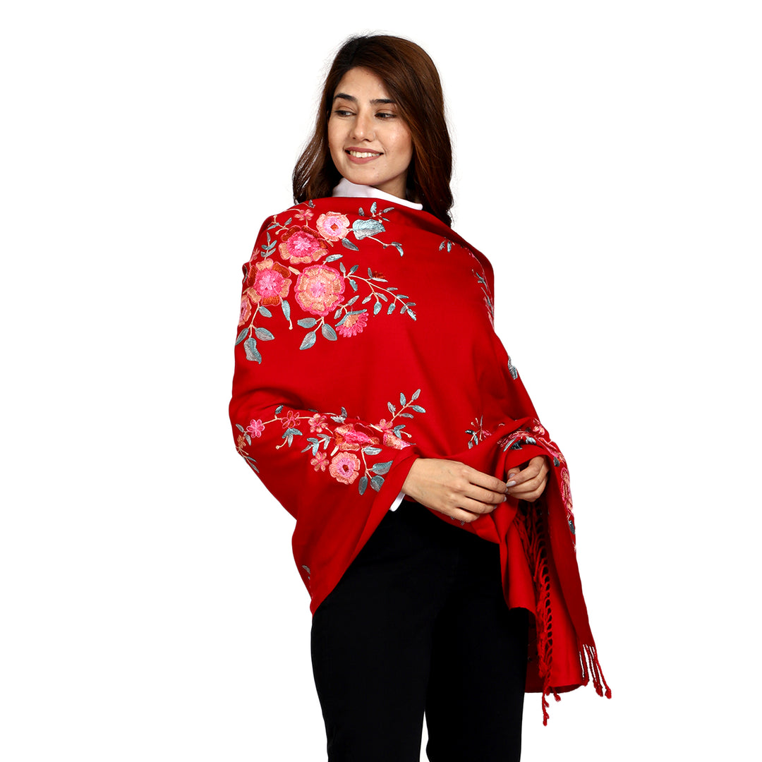 Women's Aari Embroidered Wool Stole