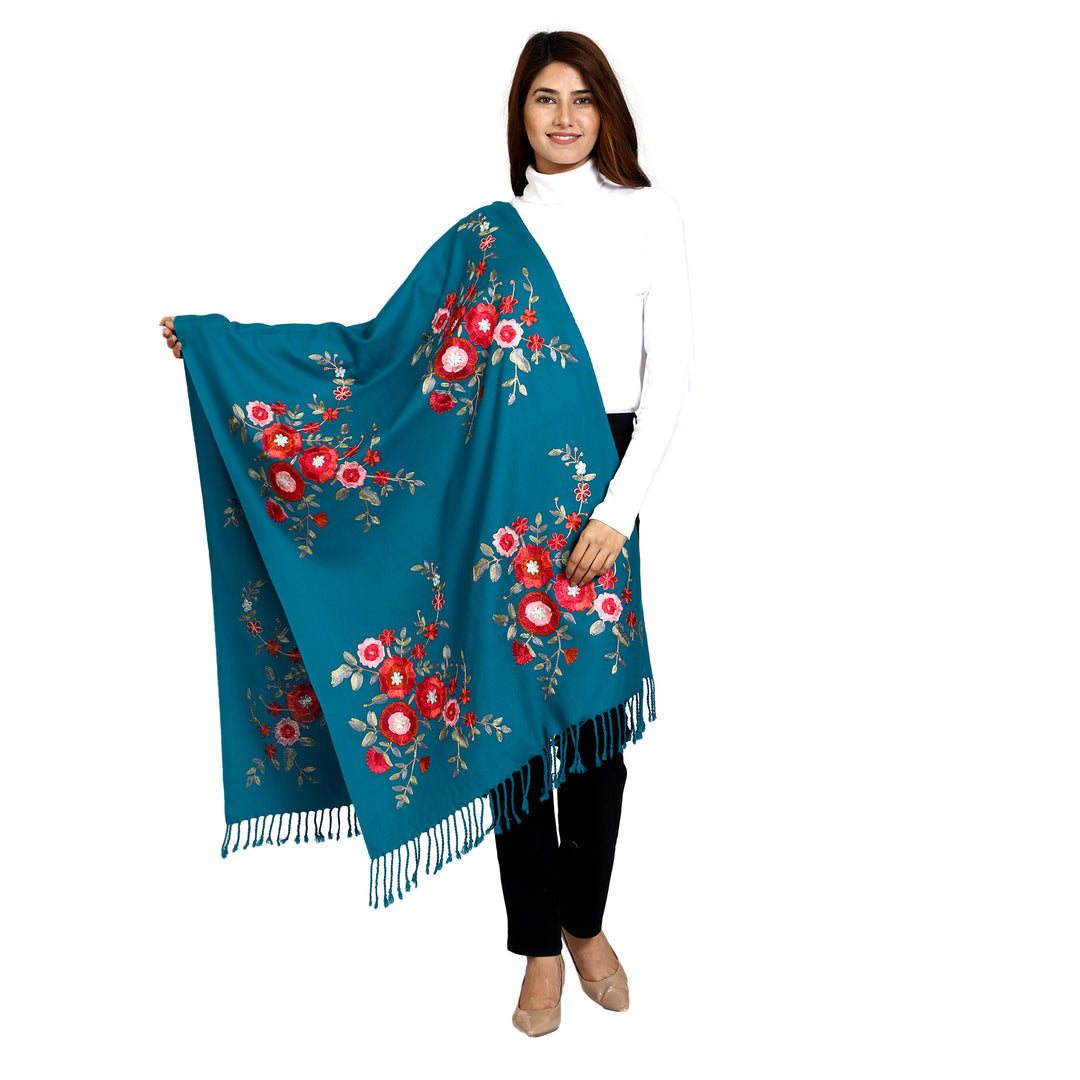 Women's Aari Embroidered Wool Stole