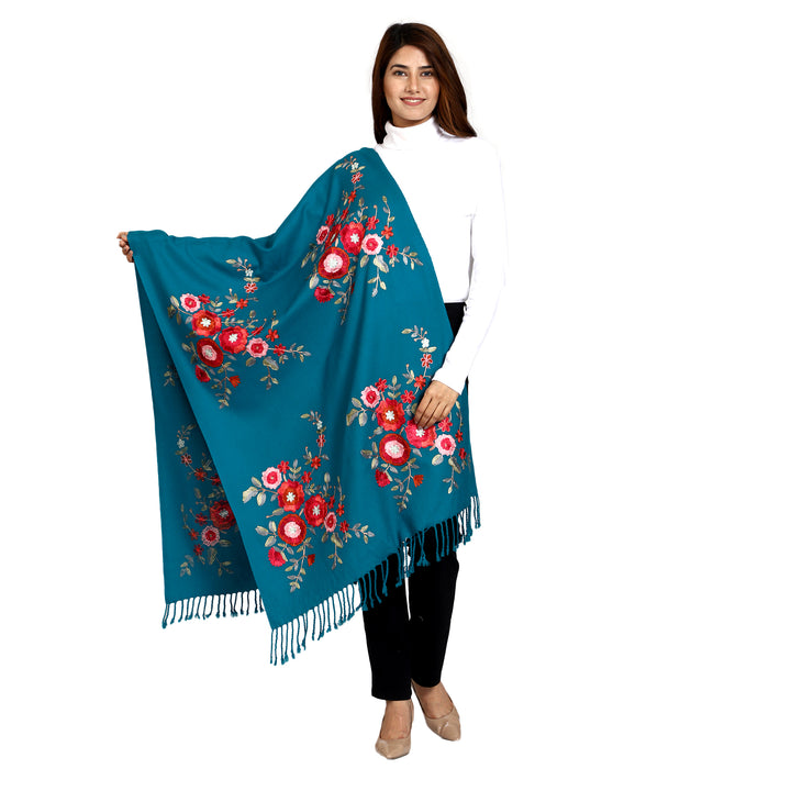 Women's Aari Embroidered Wool Stole