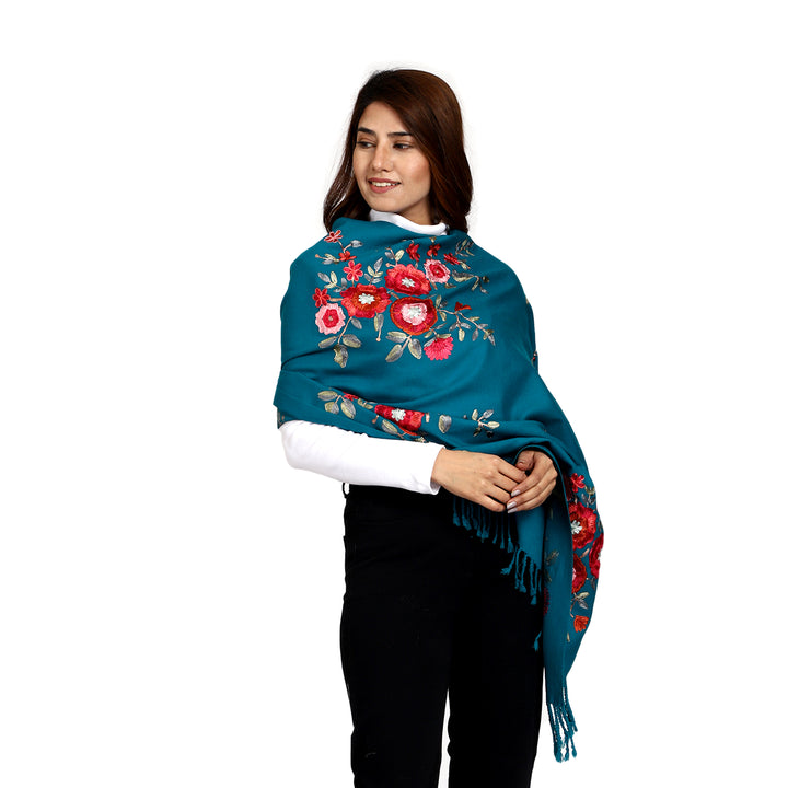 Women's Aari Embroidered Wool Stole