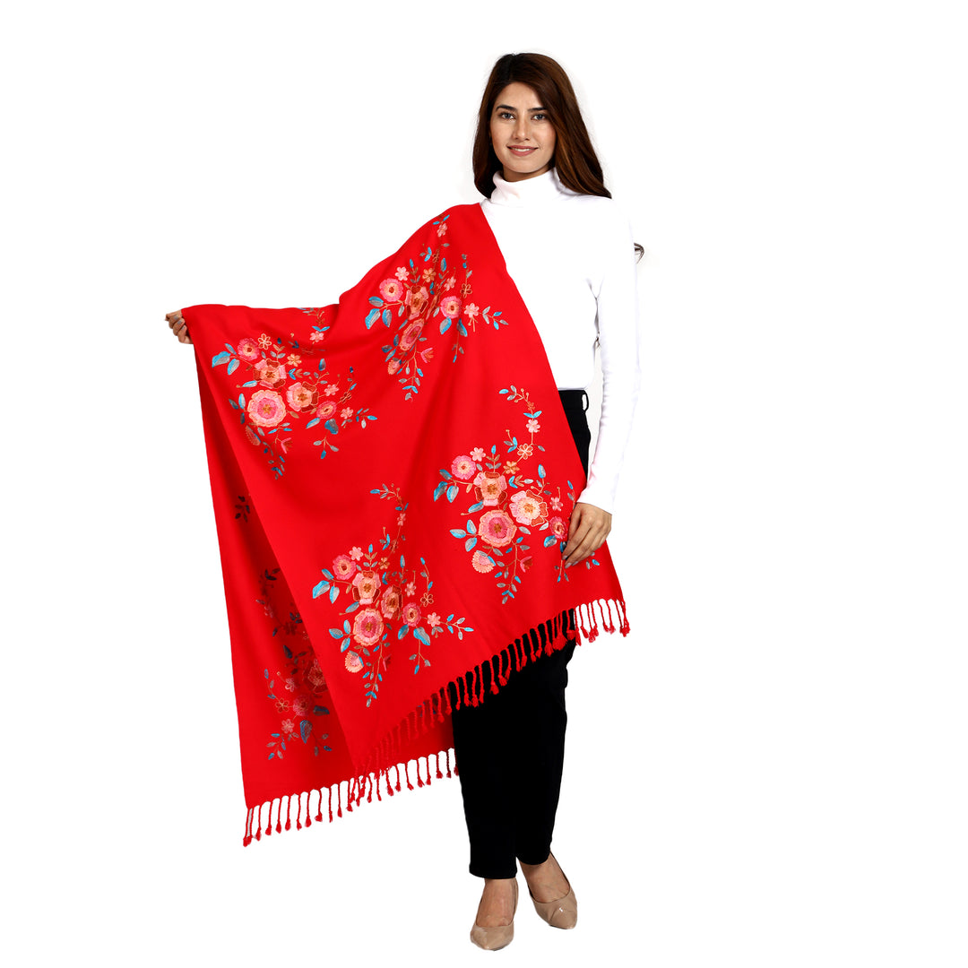 Women's Aari Embroidered Wool Stole