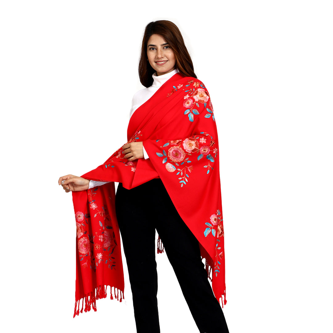 Women's Aari Embroidered Wool Stole