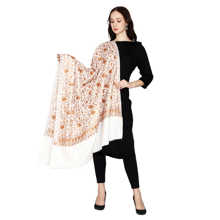 Women's Aari Embroidered Wool Shawl