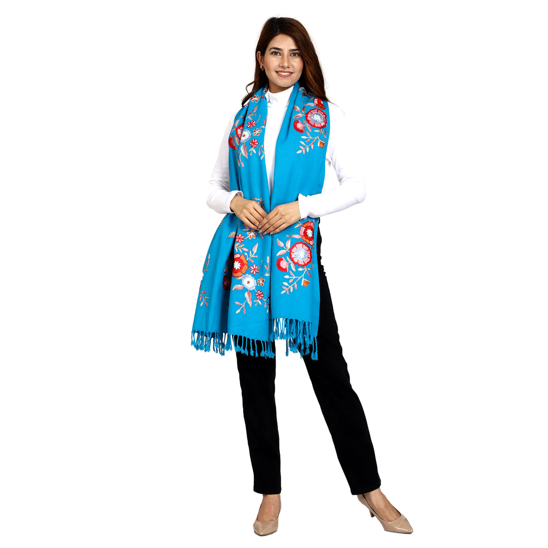 Women's Aari Embroidered Wool Stole