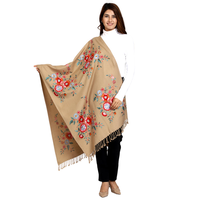 Women's Aari Embroidered Wool Stole