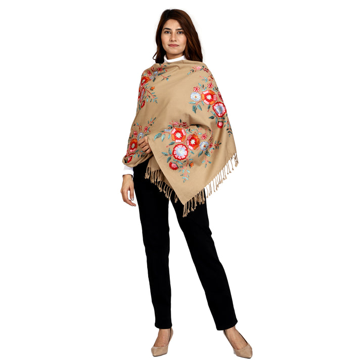 Women's Aari Embroidered Wool Stole