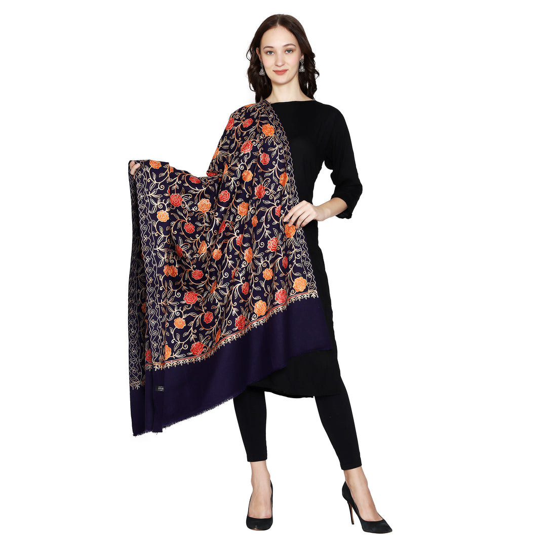 Women's Aari Embroidered Wool Shawl