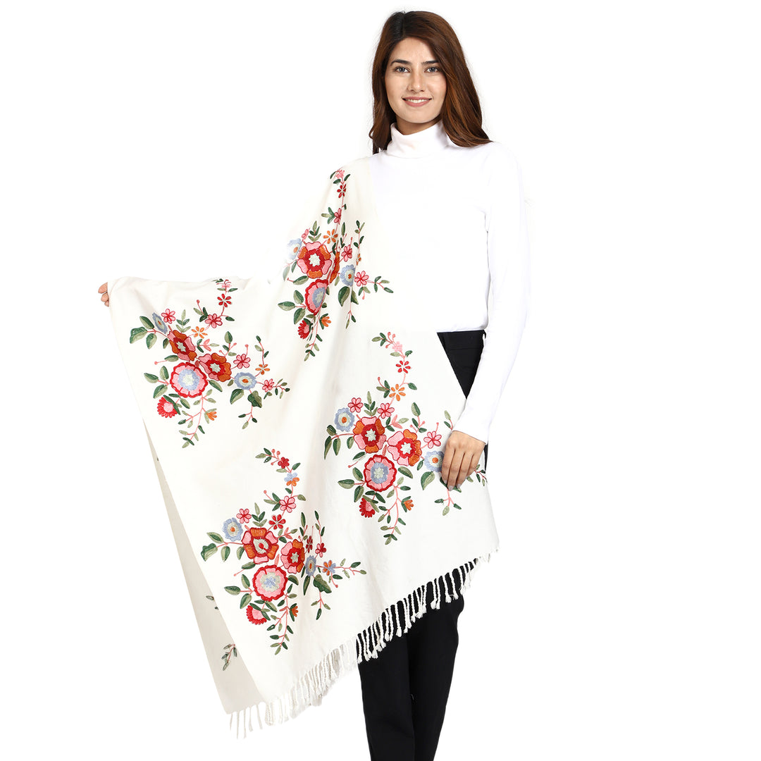 Women's Aari Embroidered Wool Stole