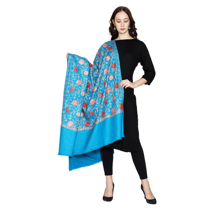 Women's Aari Embroidered Wool Shawl