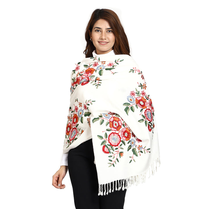 Women's Aari Embroidered Wool Stole