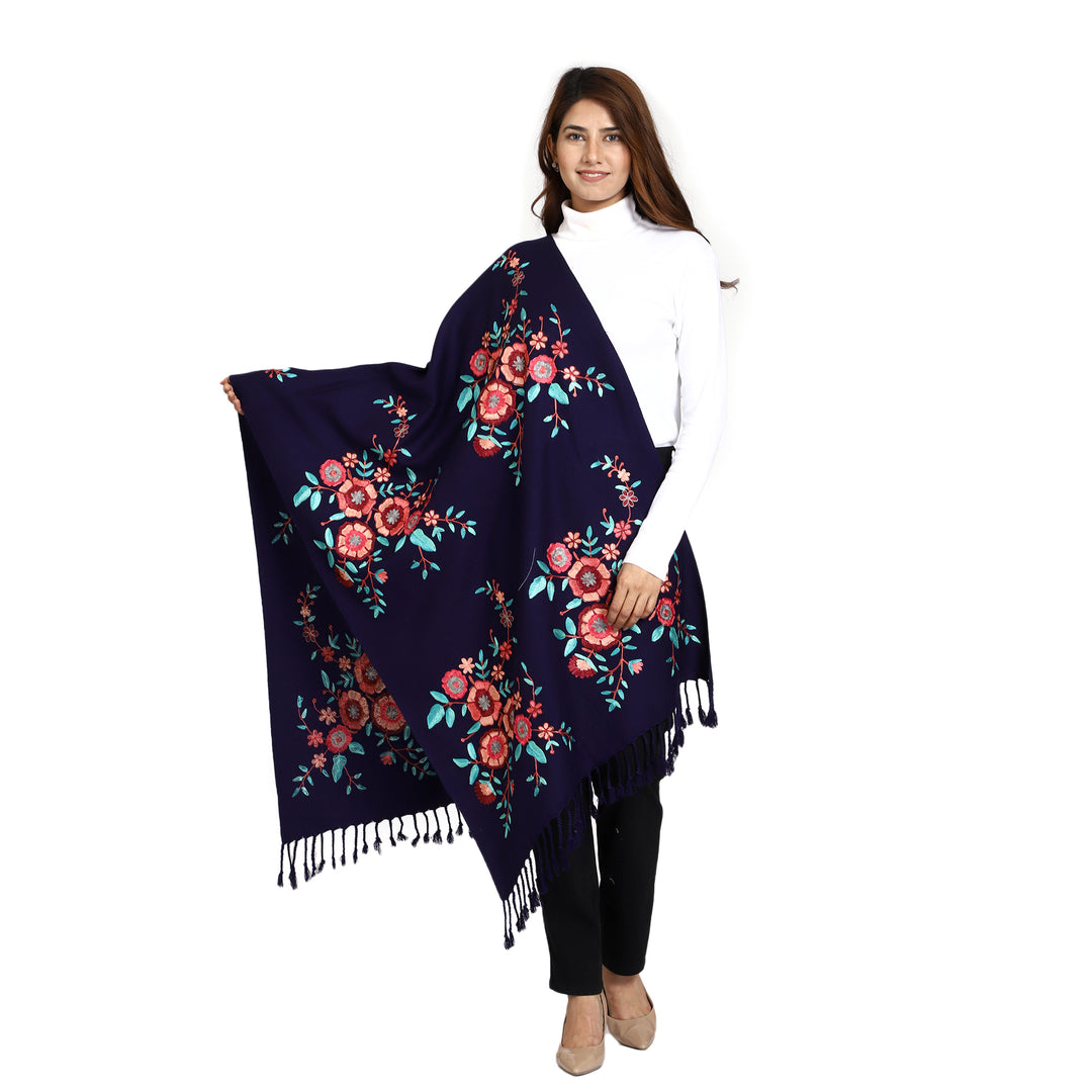 Women's Aari Embroidered Wool Stole