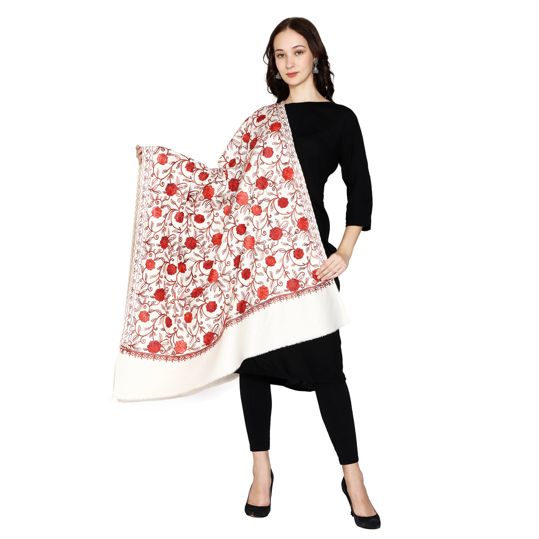 Women's Aari Embroidered Wool Shawl