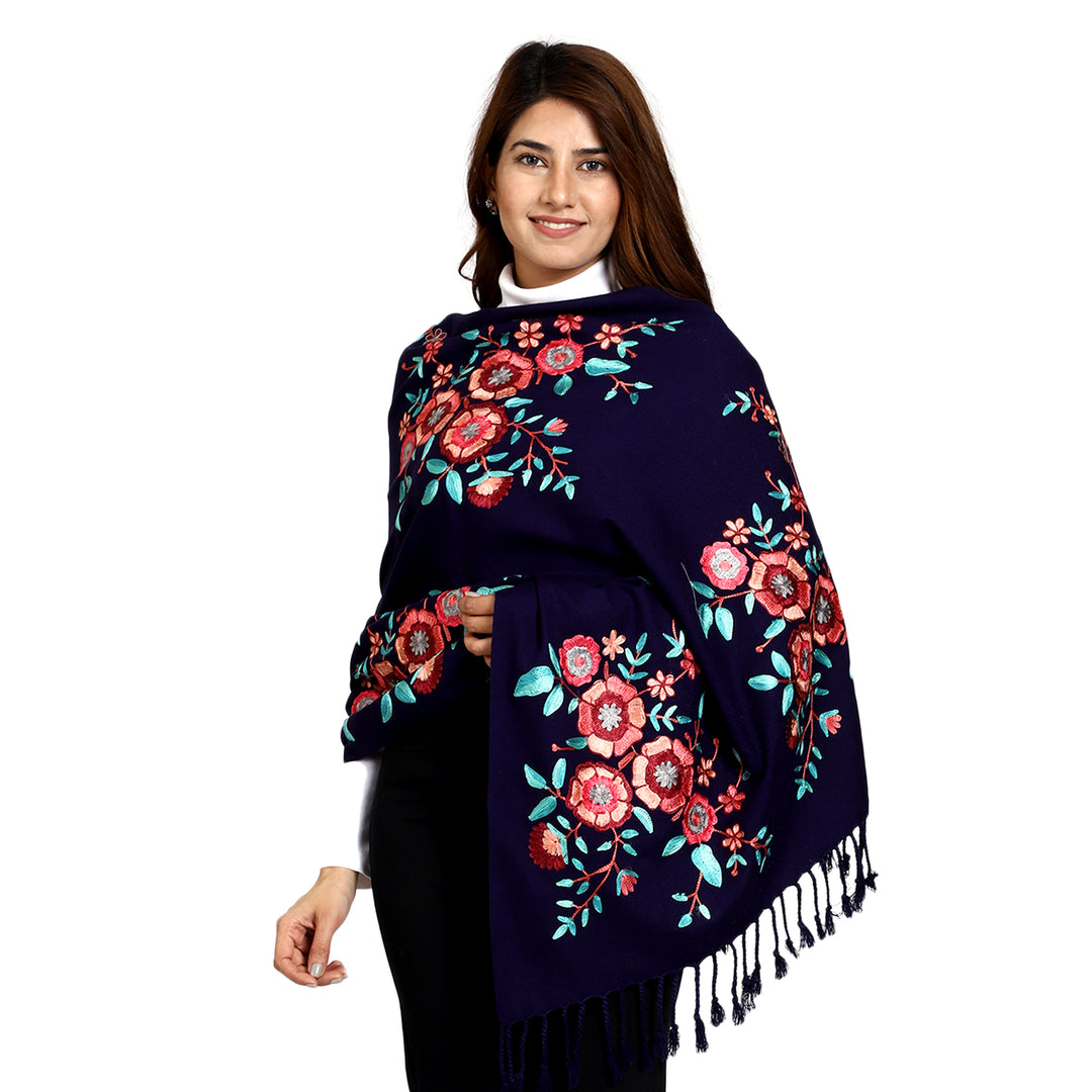 Women's Aari Embroidered Wool Stole