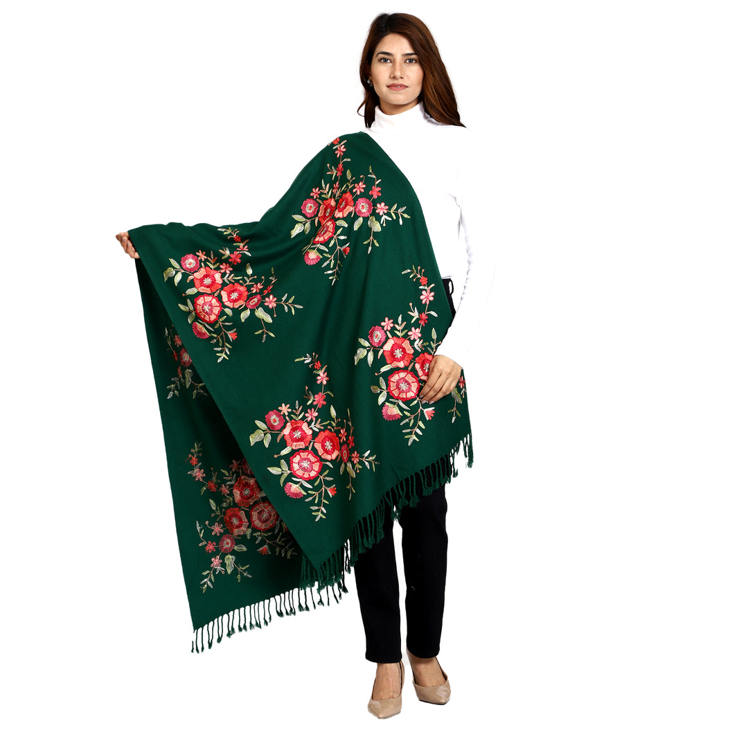 Women's Aari Embroidered Wool Stole