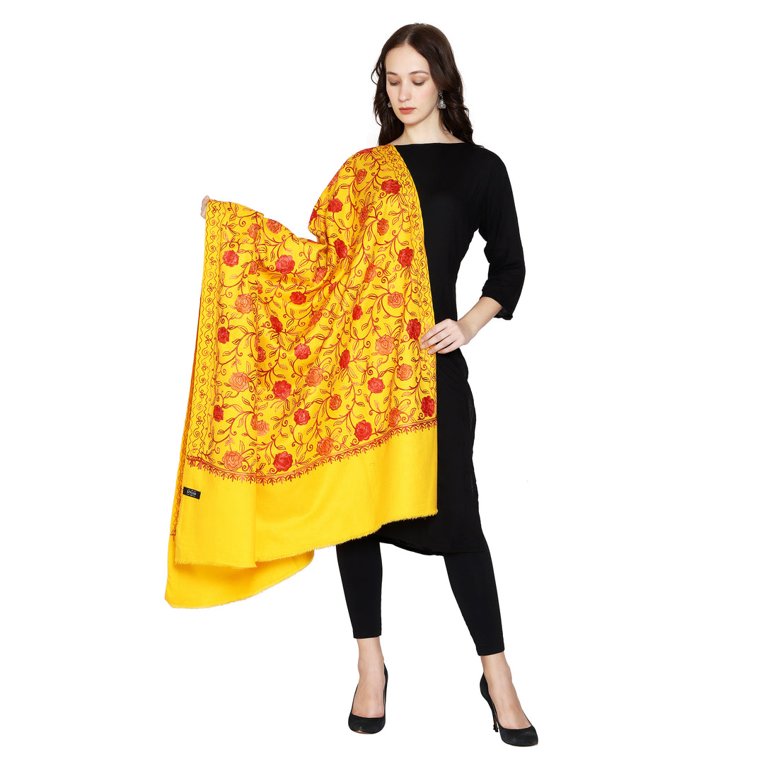 Women's Aari Embroidered Wool Shawl