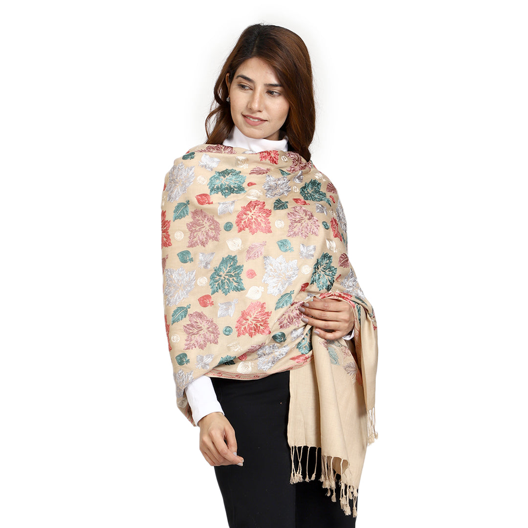 Women's Aari Embroidered Wool Stole